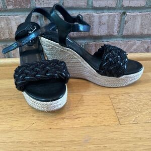 Nine West Black Wedge Sandals Espadrilles